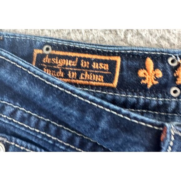 Y2K Rock Revival Easy Straight Jeans Heather Bling Embellished Flap Pocket - Picture 6 of 16